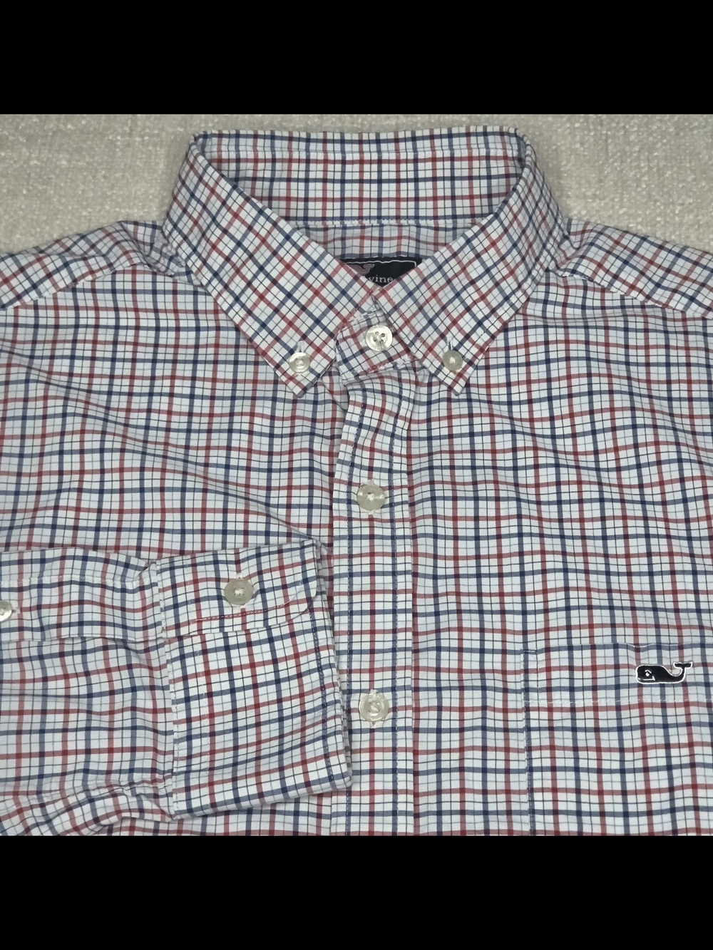 Vineyard Vines Performance Classic Fit Tucker Shirt Mens M Red Blue Plaid Button